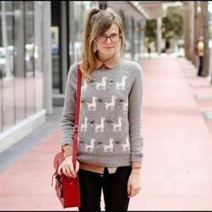 J.Crew Jeweled Llama Sweater Wool Gray sz Small